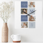 Moderne Collage Foto & Blue Happy Fathers Day Gift Vierkante Klok<br><div class="desc">Moderne Collage Foto & Blue Happy Fathers Day Gift</div>