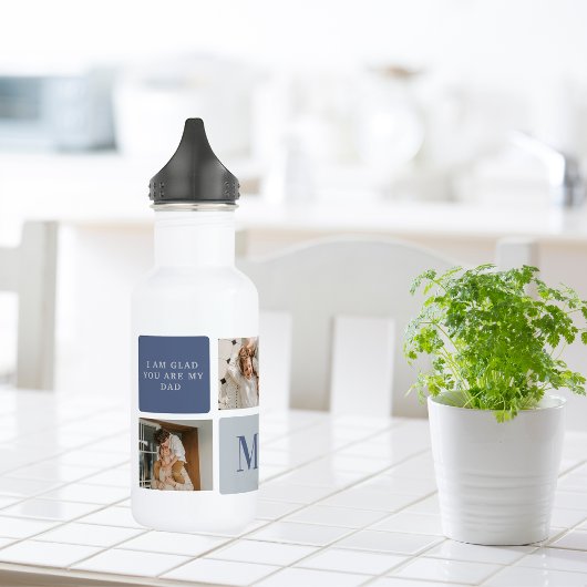 Moderne Collage Foto & Blue Happy Fathers Day Gift Waterfles