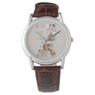 Moderne collage foto Colorful Best Pap Ever Gift Horloge