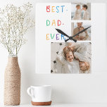 Moderne collage foto Colorful Best Pap Ever Gift Vierkante Klok<br><div class="desc">De "Moderne Collage Photo Colorful Best Pap Ever Gift" is een gepersonaliseerd en uniek cadeau voor elke vader die het verdient om te worden gevierd. Het geschenk is een collage foto samengesteld uit verschillende individuele afbeeldingen die zorgvuldig zijn geordend om een verbluffend en oogstend ontwerp te creëer. Het geschenk is...</div>