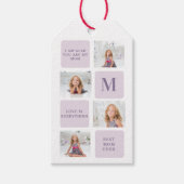 Moderne Collage Foto Happy Mothers Day Paarse Gift Cadeaulabel (Voorkant)