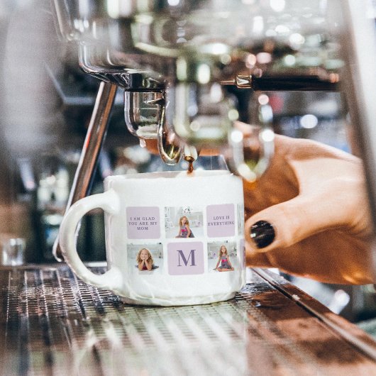 Moderne Collage Foto Happy Mothers Day Paarse Gift Espresso Kop