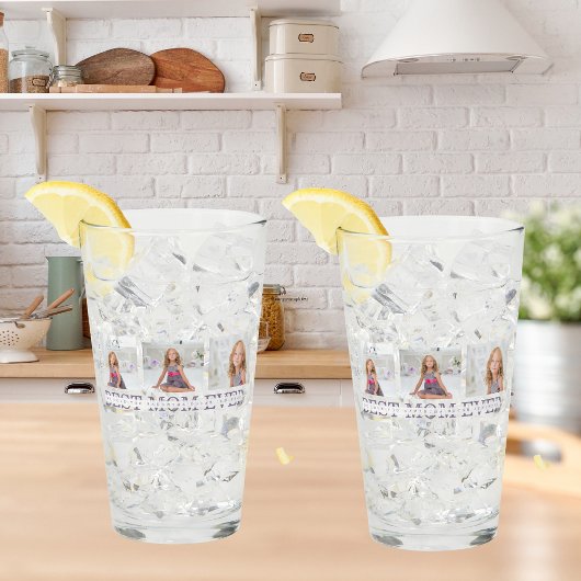 Moderne Collage Foto Happy Mothers Day Paarse Gift Glas