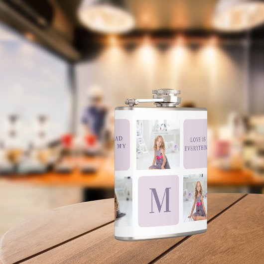 Moderne Collage Foto Happy Mothers Day Paarse Gift Heupfles