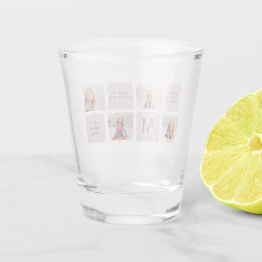 Moderne Collage Foto Happy Mothers Day Paarse Gift Shot Glas (Achterkant)