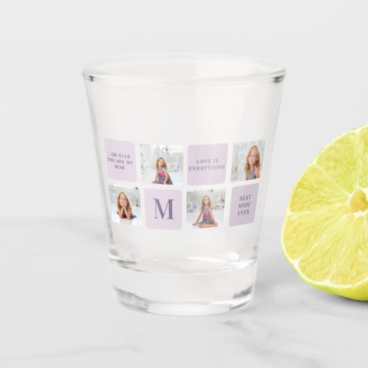 Moderne Collage Foto Happy Mothers Day Paarse Gift Shot Glas (Voorkant)