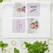 Moderne Collage Foto Happy Mothers Day Paarse Gift Theedoek (Gevouwen)