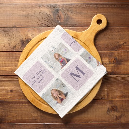 Moderne Collage Foto Happy Mothers Day Paarse Gift Theedoek