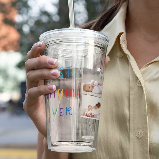 Moderne Collage Foto & Kleurrijke Beste Mum Ever G Acryl Drinkbeker