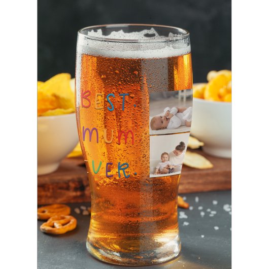 Moderne Collage Foto & Kleurrijke Beste Mum Ever G Glas