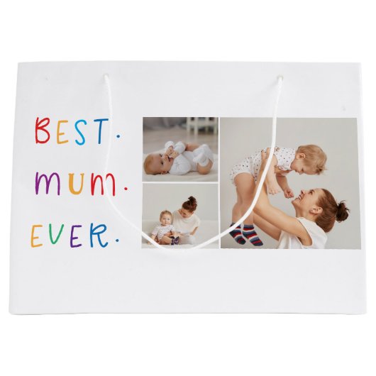 Moderne Collage Foto & Kleurrijke Beste Mum Ever G Groot Cadeauzakje (Voorkant)