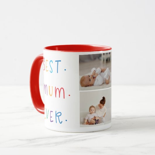 Moderne Collage Foto & Kleurrijke Beste Mum Ever G Mok (Voorkant links)