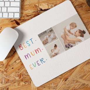 Moderne Collage Foto & Kleurrijke Beste Mum Ever G Muismat
