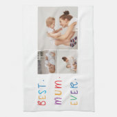 Moderne Collage Foto & Kleurrijke Beste Mum Ever G Theedoek (Verticaal)
