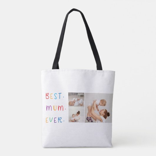 Moderne Collage Foto & Kleurrijke Beste Mum Ever G Tote Bag (Achterkant)