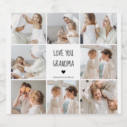 Moderne collage foto-liefde grootmoeder beste cade bier etiket (Enkel label)