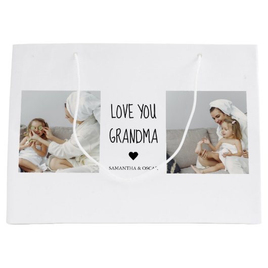 Moderne collage foto-liefde grootmoeder beste cade groot cadeauzakje (Voorkant)