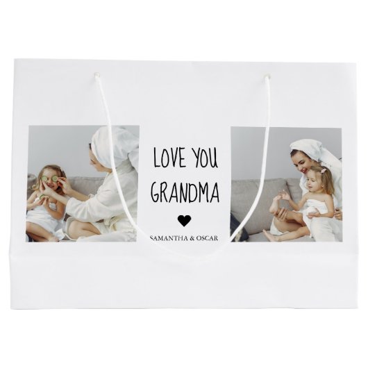 Moderne collage foto-liefde grootmoeder beste cade groot cadeauzakje (Achterkant)