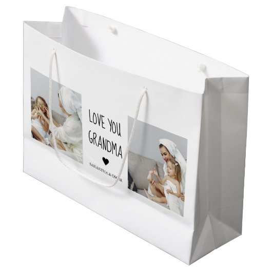Moderne collage foto-liefde grootmoeder beste cade groot cadeauzakje (Voorkant Gekanteld)