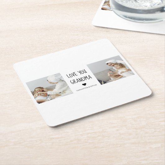 Moderne collage foto-liefde grootmoeder beste cade kartonnen onderzetters (Schuin)