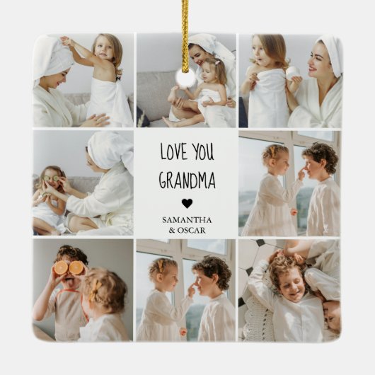 Moderne collage foto-liefde grootmoeder beste cade keramisch ornament (Achterkant)