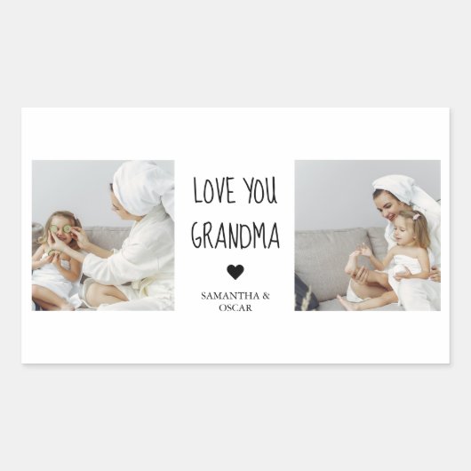 Moderne collage foto-liefde grootmoeder beste cade rechthoekige sticker (Voorkant)