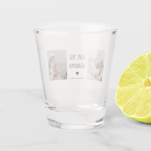 Moderne collage foto-liefde grootmoeder beste cade shot glas (Achterkant)