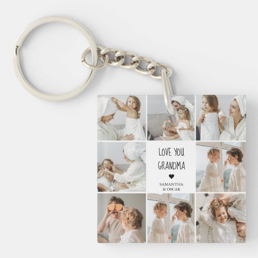 Moderne collage foto-liefde grootmoeder beste cade sleutelhanger (voorkant)