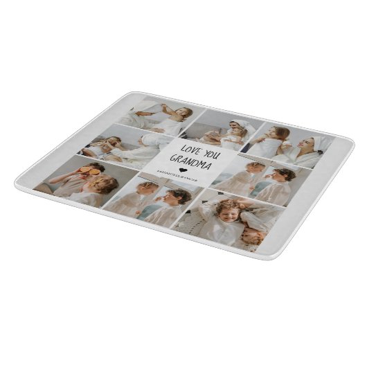 Moderne collage foto-liefde grootmoeder beste cade snijplank (Hoek)