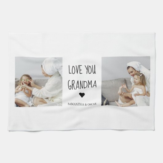 Moderne collage foto-liefde grootmoeder beste cade theedoek (Horizontaal)