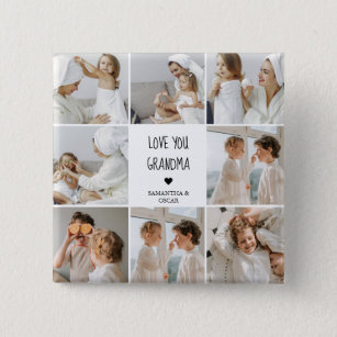 Moderne collage foto-liefde grootmoeder beste cade vierkante button 5,1 cm