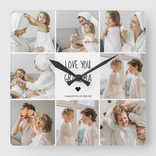 Moderne collage foto-liefde grootmoeder beste cade vierkante klok (Voorkant)