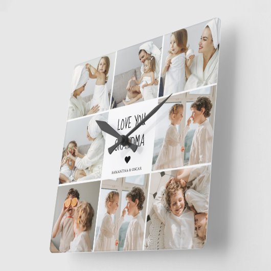 Moderne collage foto-liefde grootmoeder beste cade vierkante klok (Hoek)