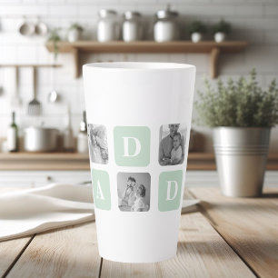 Moderne Collage Foto Mint & Gelukkig Vaderdag Cade Latte Mok