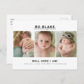 Moderne collage foto Neutrale Baby geboorte Briefkaart (Voorkant / Achterkant)