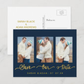 Moderne Collage Foto Opslaan van de datum Briefkaa Aankondigingskaart (Voorkant / Achterkant)