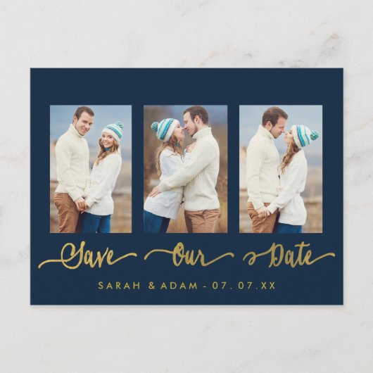 Moderne Collage Foto Opslaan van de datum Briefkaa Aankondigingskaart (Voorkant)