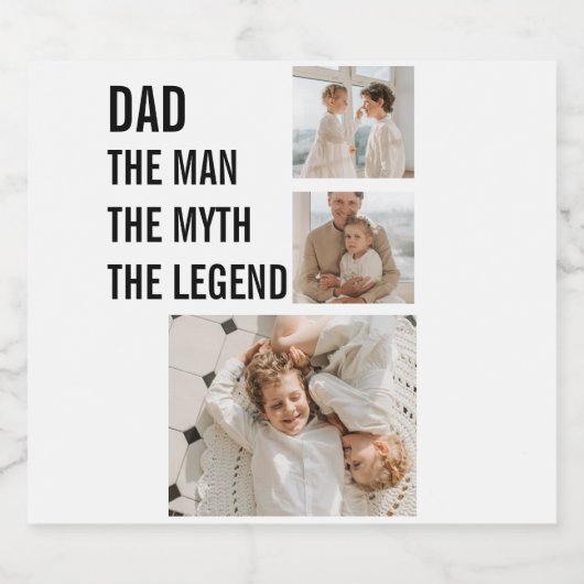 Moderne collage foto | Papa Gift Bier Etiket (Enkel label)