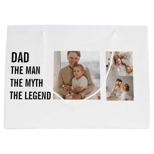 Moderne collage foto | Papa Gift Groot Cadeauzakje (Voorkant)