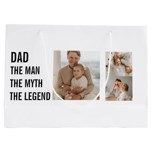 Moderne collage foto | Papa Gift Groot Cadeauzakje (Achterkant)