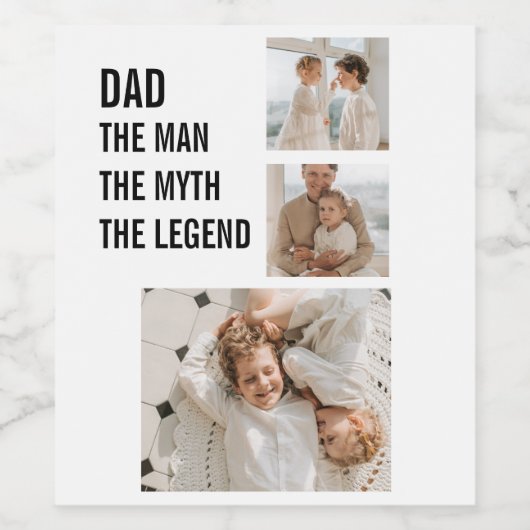 Moderne collage foto | Papa Gift Wijn Etiket (Enkel label)