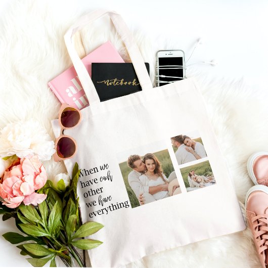 Moderne collage foto Romantic Couple Gift Tote Bag