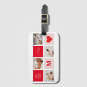 Moderne collage foto Rood & Roze Beste mam ooit ca Bagagelabel (Voorkant (verticaal))