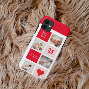 Moderne collage foto Rood & Roze Beste mam ooit ca Case-Mate iPhone Case