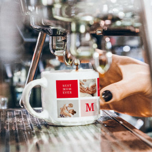 Moderne collage foto Rood & Roze Beste mam ooit ca Espresso Kop