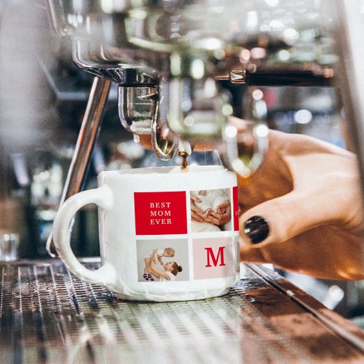 Moderne collage foto Rood & Roze Beste mam ooit ca Espresso Kop