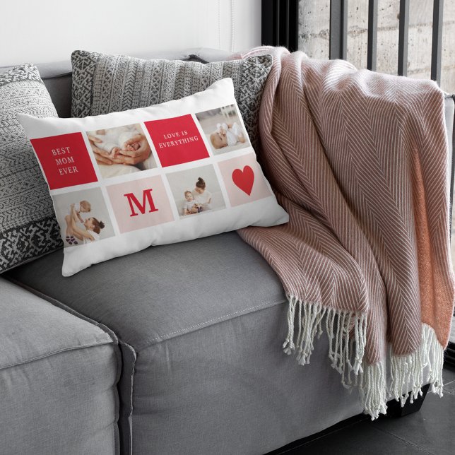 Moderne collage foto Rood & Roze Beste mam ooit ca Kussen (Creator heeft geüpload)