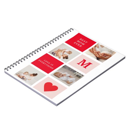 Moderne collage foto Rood & Roze Beste mam ooit ca Notitieboek (Linkerzijde)