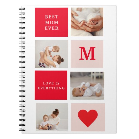 Moderne collage foto Rood & Roze Beste mam ooit ca Notitieboek (Voorkant)