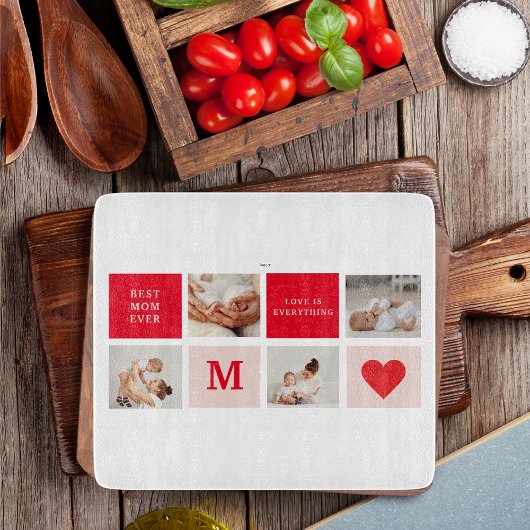 Moderne collage foto Rood & Roze Beste mam ooit ca Snijplank